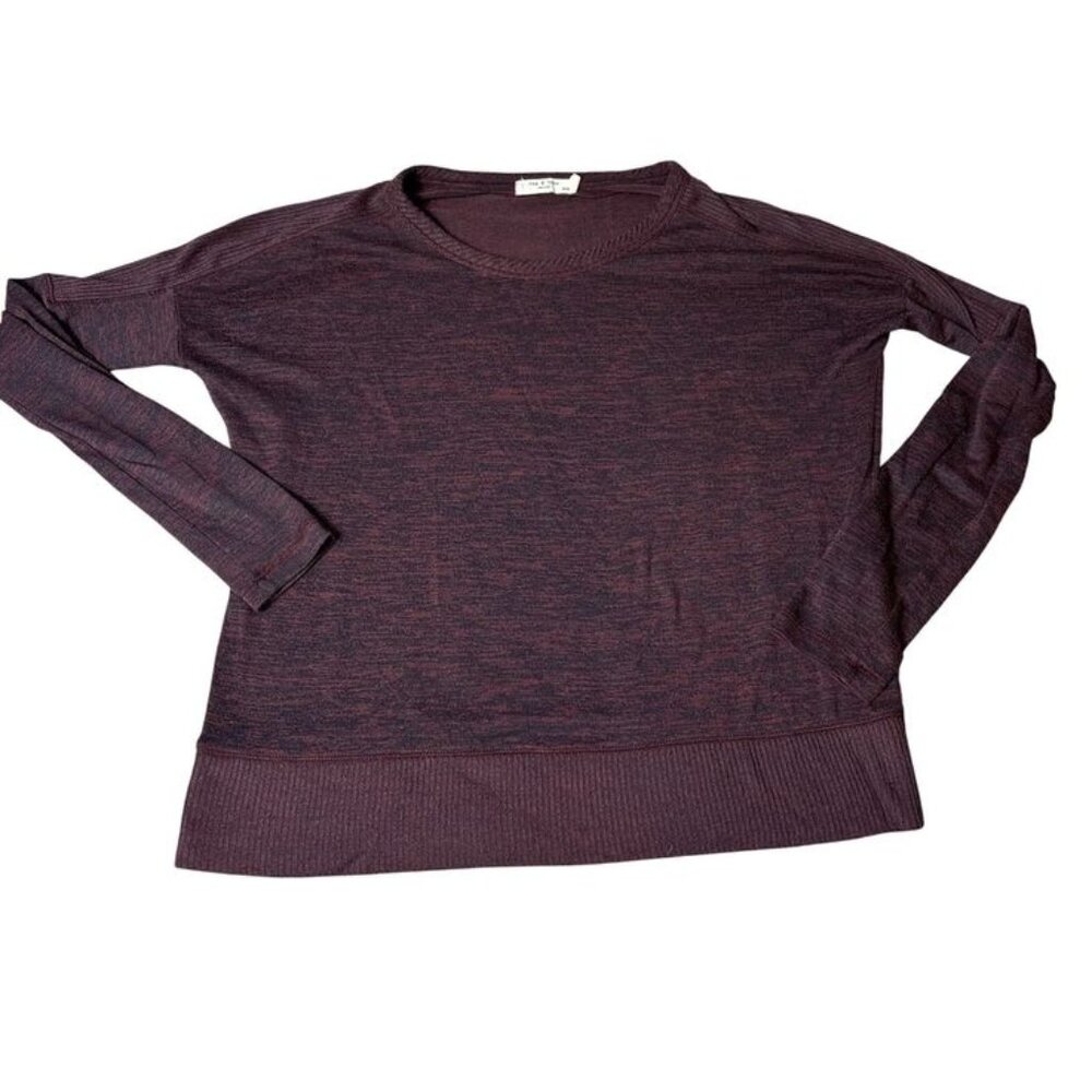 Rag & Bone Maroon Heathered Ribbed Long Sleeved Knit Pullover Top Size XS